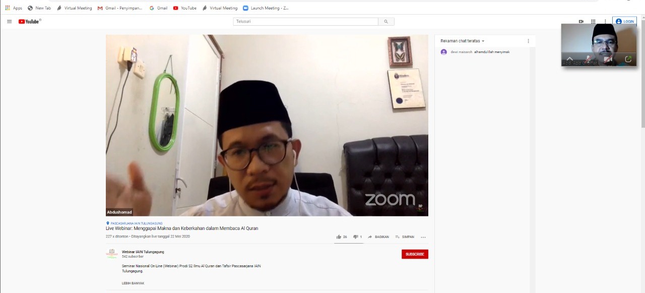 Seminar Nasional On-Line Program Studi Magister Ilmu Al-Qur’an dan Tafsir: Menggapai Makna dan Keberkahan dalam Membaca Al-Qur’an