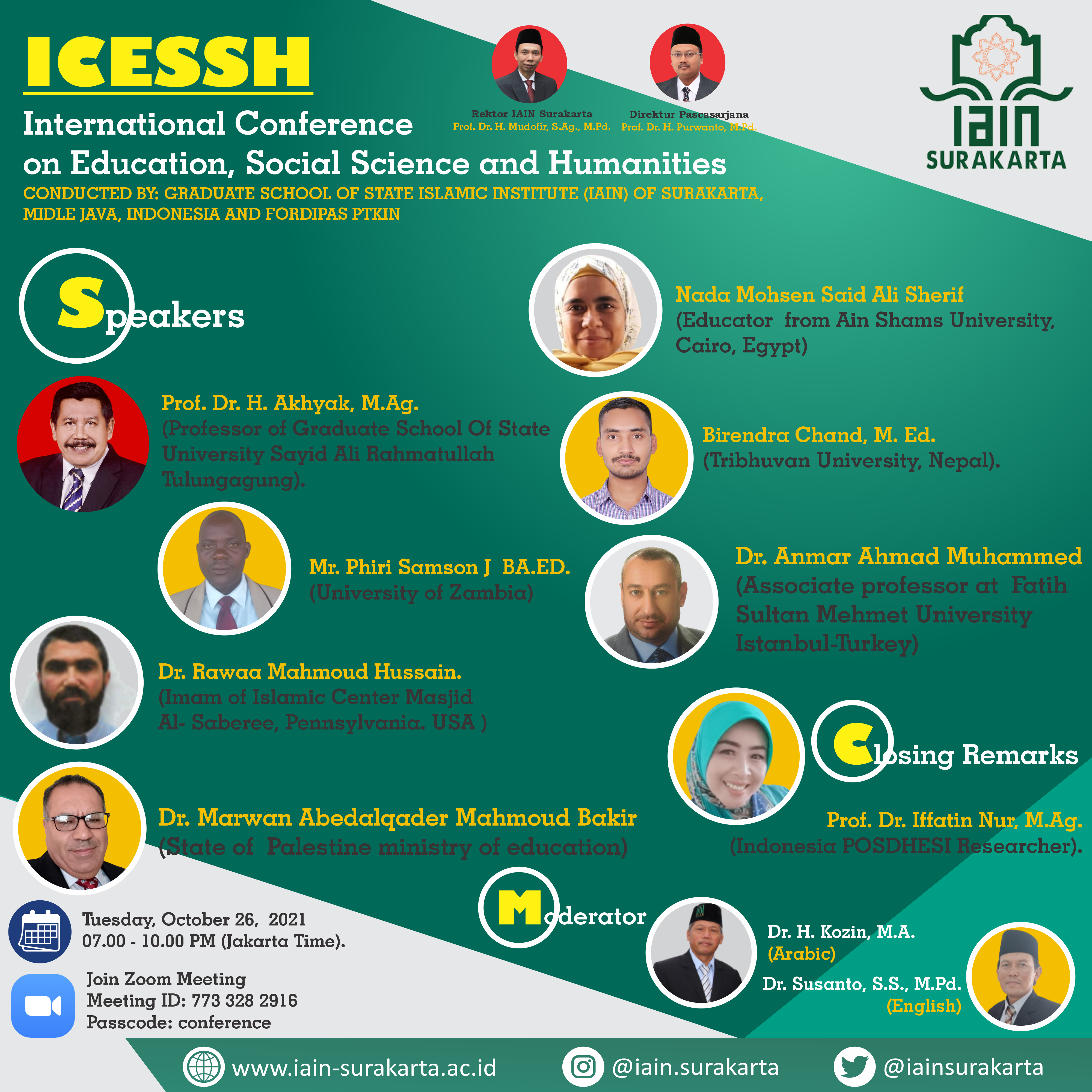 FORDIPAS GELAR ICESSH 2021, PENGELOLA PASCASARJANA UIN SATU BESERTA TOKOH NASIONAL DAN INTERNASIONAL TURUT MEMERIAHKAN