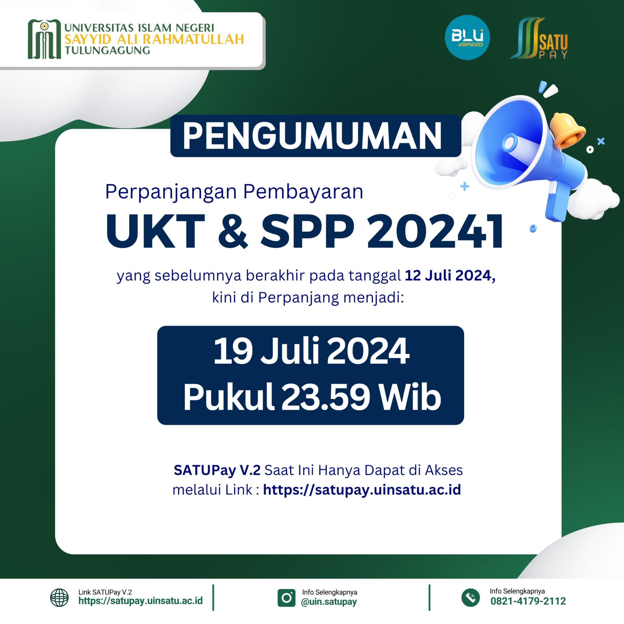 Pengumuman Perpanjangan Pembayaran SPP Senester Ganjil 2024