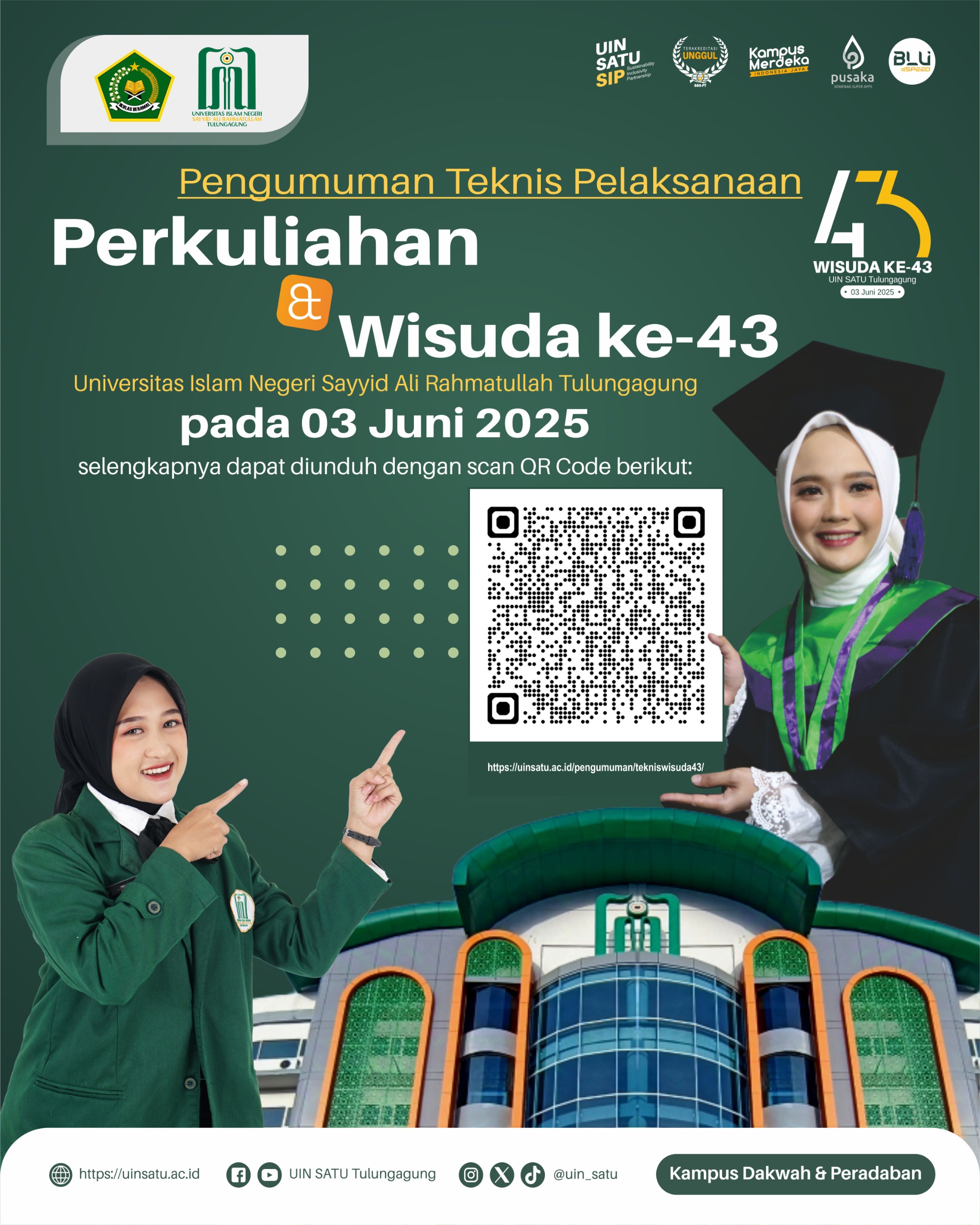 Pengumuman Pelaksanaan Wisuda ke-43 UIN Sayyid Ali Rahmatullah Tulungagung